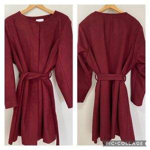 Old Navy Burgundy Belted Coat